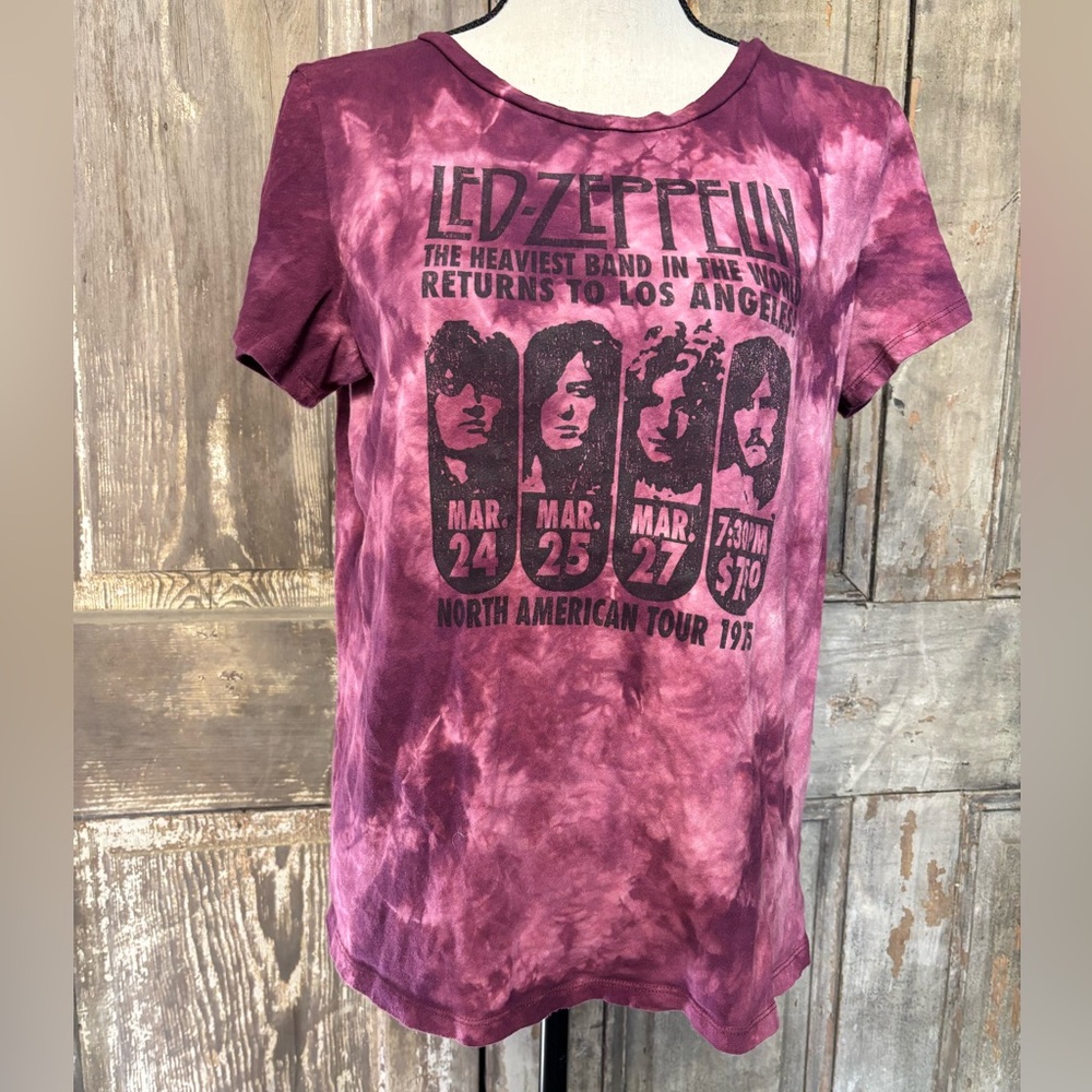 ⭕️Led Zeppelin Women's Purple Tie-Dye Short Sleeve Tee